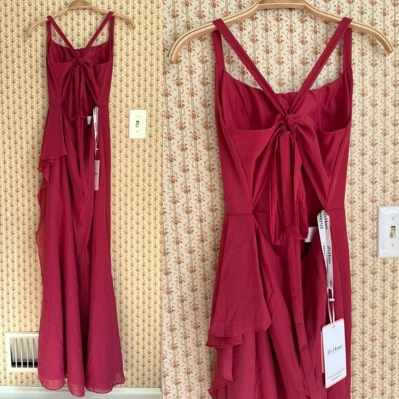 NWT JJ’s House A-line Ruffle Tie-Back Chiffon Maxi Dress in Cinnamon Rose | 4 - Picture 4 of 6
